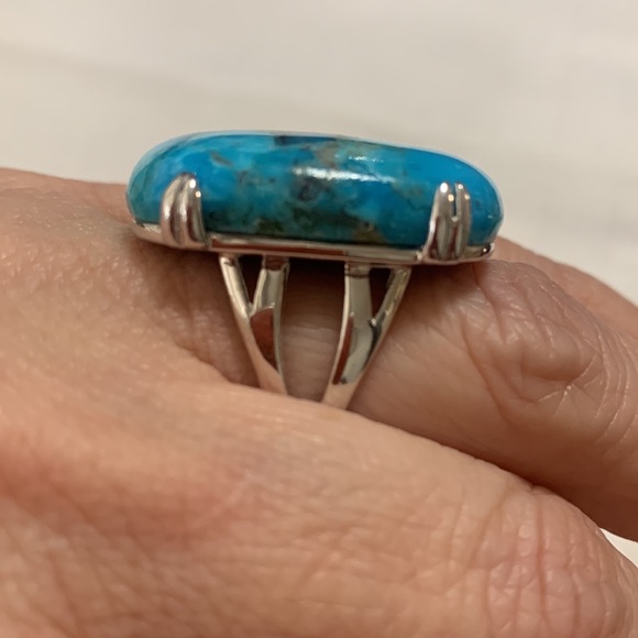 NWT JTV SW STYLE 30x22MM RECTANGULAR CUSHION TURQUOISE STERLING SILVER RING - Picture 2 of 8